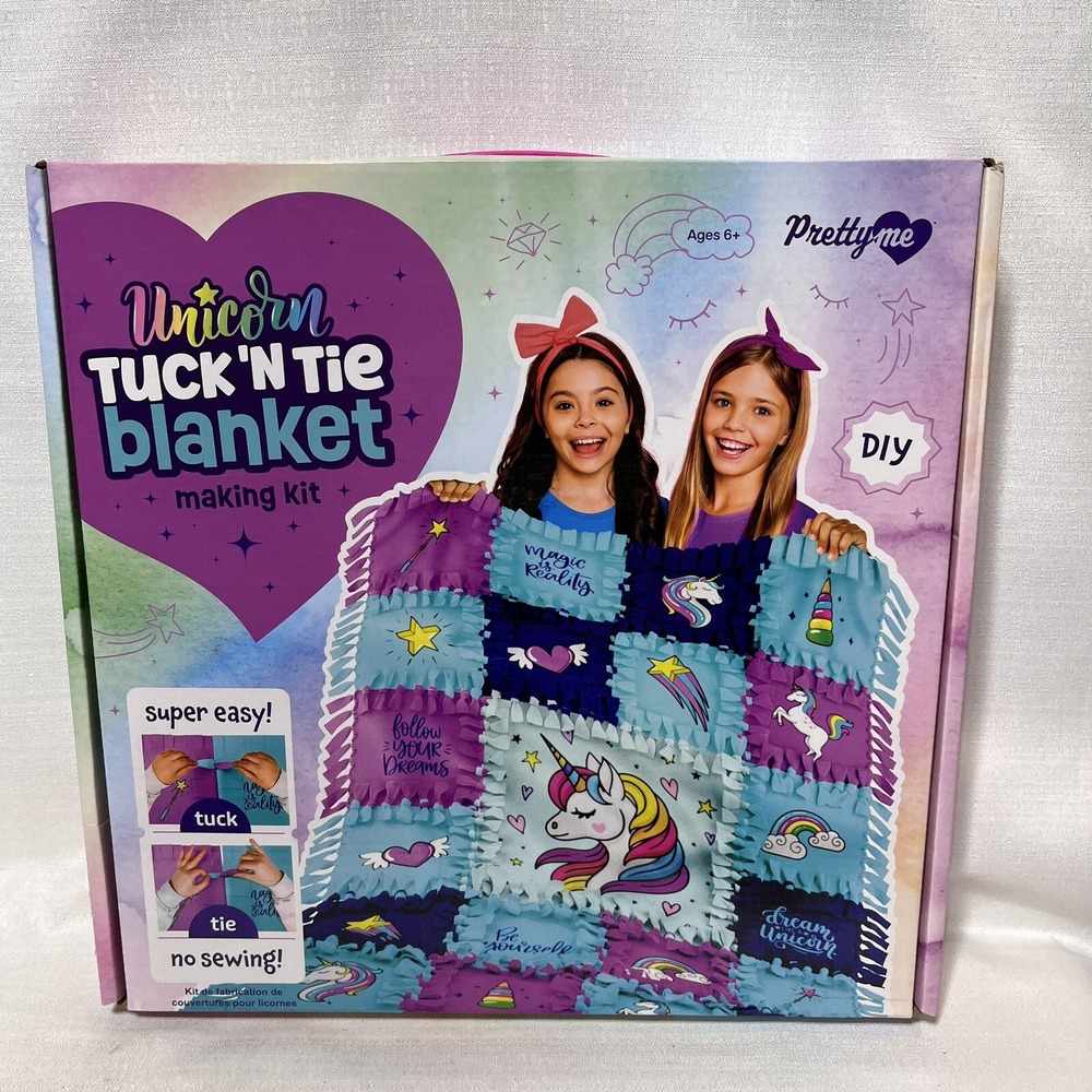 Pretty Me Unicorn Tuck N' Tie Fleece Blanket Making Kit DIY Crafts for Girls